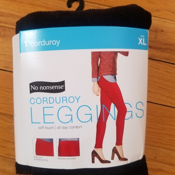Nwt No Nonsense Black Corduroy Leggings 